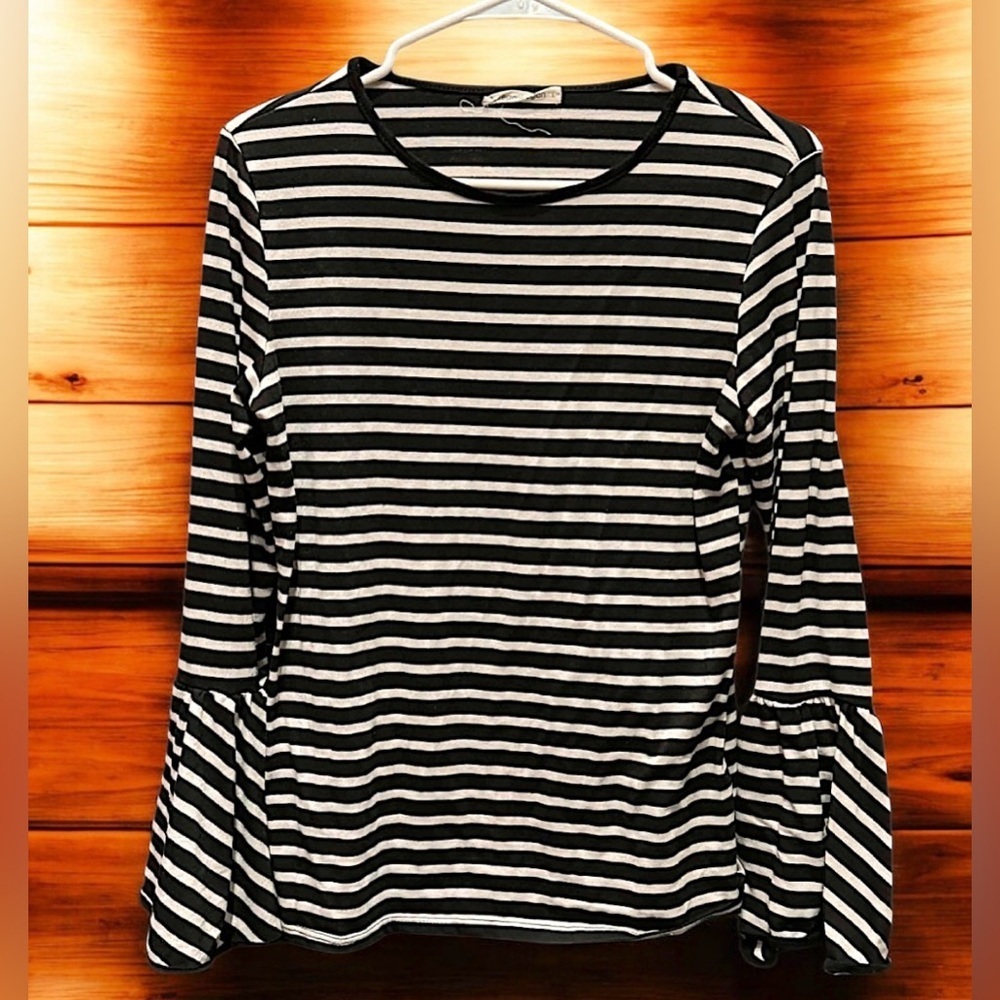 Striped Black and White Women's Top LARGE